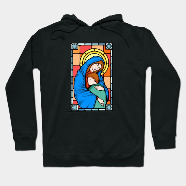 Virgin Mary Stained Glass Hoodie by DephaShop